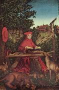 Lucas Cranach Portrat des Kardinal Albrecht von Brandenburg als Hl Hieronymus im Grunen oil painting reproduction